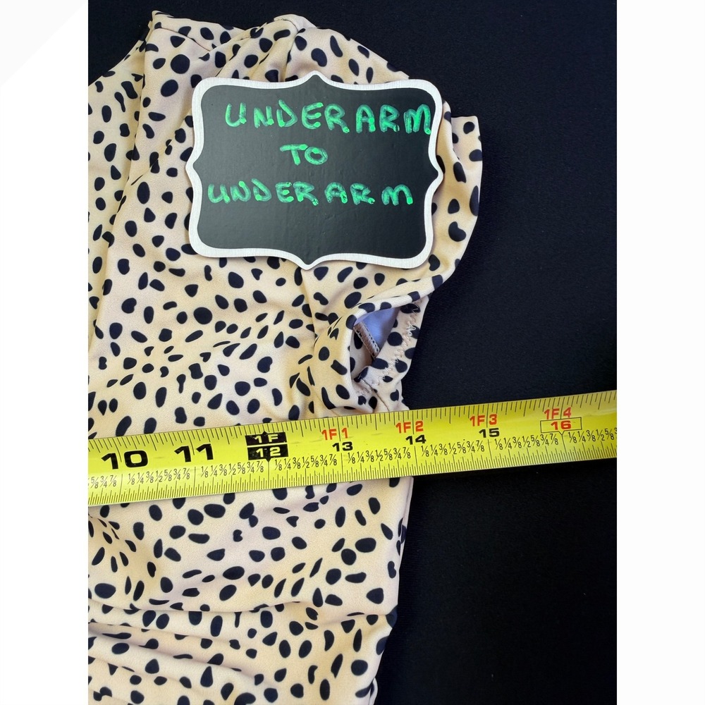 Zaful Small 4 Bikini Set Tan Black Cheetah Print Ruched Crop Top Side Tie Resort - Picture 9 of 11